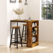 Produit Norian Bar industriel 2 tabourets étagères Marron