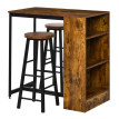 Produit Norian Bar industriel 2 tabourets étagères Marron
