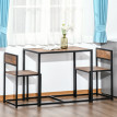 Table de bar Celine ensemble 3 pièces cuisine industrielle marron noir