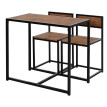 Table de bar Celine ensemble 3 pièces cuisine industrielle marron noir