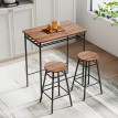 Galviel Table Haute Cuisine Industrielle avec 2 Tabourets Marron Noir