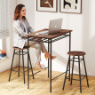 Galviel Table Haute Cuisine Industrielle avec 2 Tabourets Marron Noir