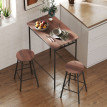 Galviel Table Haute Cuisine Industrielle avec 2 Tabourets Marron Noir