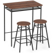 Galviel Table Haute Cuisine Industrielle avec 2 Tabourets Marron Noir