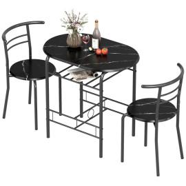Ensemble repas Taliel table et 2 chaises gain de place cuisine bar noir