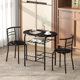 Ensemble repas Taliel table et 2 chaises gain de place cuisine bar noir