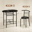 Ensemble repas Taliel table et 2 chaises gain de place cuisine bar noir