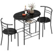 Ensemble repas Taliel table et 2 chaises gain de place cuisine bar noir