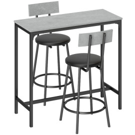 Produit Aurven Ensemble table de bar avec 2 tabourets gris