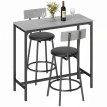 Produit Aurven Ensemble table de bar avec 2 tabourets gris