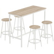 Belro Ensemble table de bar 5 pièces industriel chêne blanc