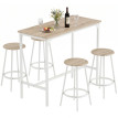 Belro Ensemble table de bar 5 pièces industriel chêne blanc