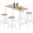 Belro Ensemble table de bar 5 pièces industriel chêne blanc