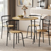 Ensemble table à manger Aurria ronde 4 chaises gain de place bois métal naturel