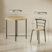 Ensemble table à manger Aurria ronde 4 chaises gain de place bois métal naturel