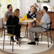 Ensemble table à manger Aurria ronde 4 chaises gain de place bois métal naturel