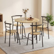 Ensemble table à manger Aurria ronde 4 chaises gain de place bois métal naturel