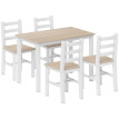 Table repas Peranora 4 personnes style campagne bois massif naturel blanc