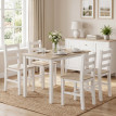 Table repas Peranora 4 personnes style campagne bois massif naturel blanc