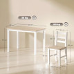 Table repas Peranora 4 personnes style campagne bois massif naturel blanc
