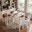 Table repas Peranora 4 personnes style campagne bois massif naturel blanc