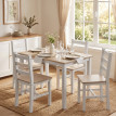 Table repas Peranora 4 personnes style campagne bois massif naturel blanc