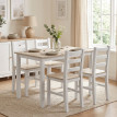 Table repas Peranora 4 personnes style campagne bois massif naturel blanc