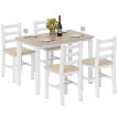 Table repas Peranora 4 personnes style campagne bois massif naturel blanc