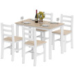 Table repas Peranora 4 personnes style campagne bois massif naturel blanc