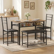 Ensemble repas Isilea table industrielle 2 chaises banc brun