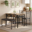 Ensemble repas Isilea table industrielle 2 chaises banc brun
