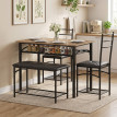 Ensemble repas Isilea table industrielle 2 chaises banc brun