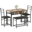Ensemble repas Isilea table industrielle 2 chaises banc brun
