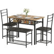 Ensemble repas Isilea table industrielle 2 chaises banc brun