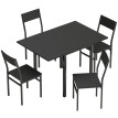 Torea Ensemble table à manger extensible chaises empilables noir