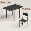 Torea Ensemble table à manger extensible chaises empilables noir
