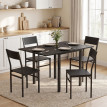 Torea Ensemble table à manger extensible chaises empilables noir