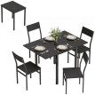 Torea Ensemble table à manger extensible chaises empilables noir