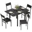 Torea Ensemble table à manger extensible chaises empilables noir