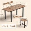 Ensemble repas Emio table extensible 7 pièces industriel noyer noir