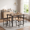 Ensemble repas Emio table extensible 7 pièces industriel noyer noir