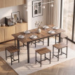 Ensemble repas Emio table extensible 7 pièces industriel noyer noir