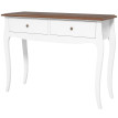 Console Jaruin moderne bois 2 tiroirs blanc marron foncé