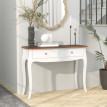 Console Jaruin moderne bois 2 tiroirs blanc marron foncé