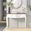 Console Jaruin moderne bois 2 tiroirs blanc marron foncé