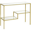 Console d’entrée Ilelven table d’appoint moderne acier verre trempé or
