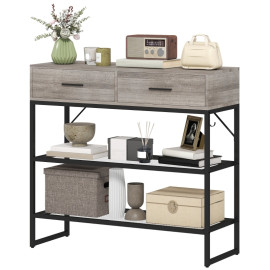 Console Delos entrée rangement tiroirs étagères bois noir