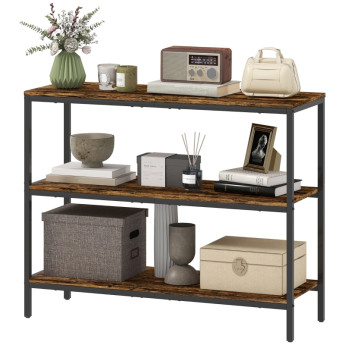 Console Amine table d’appoint étagère 3 niveaux brun clair