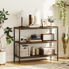 Console Amine table d’appoint étagère 3 niveaux brun clair