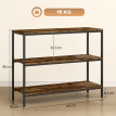 Console Amine table d’appoint étagère 3 niveaux brun clair
